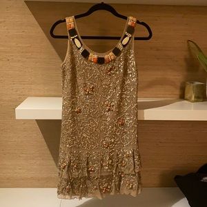 Blugirl Blumarine gold sequin dress with beads Sm.